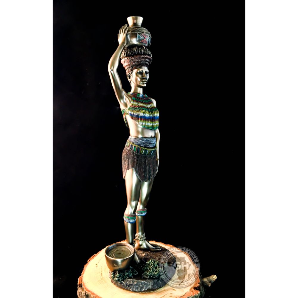 Zulu Maiden African Figurine Bronze Sculpture