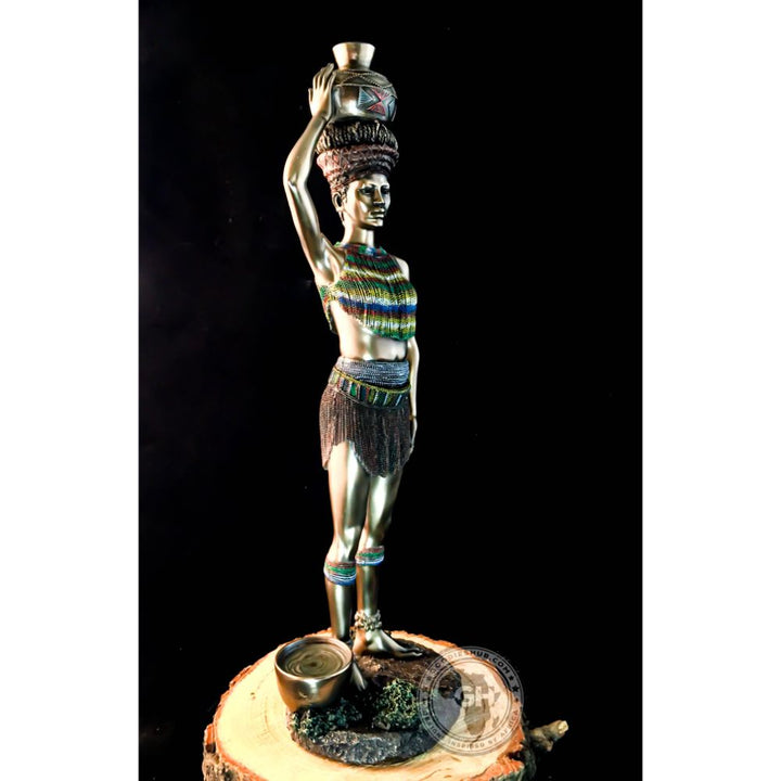 Zulu Maiden African Figurine Bronze Sculpture
