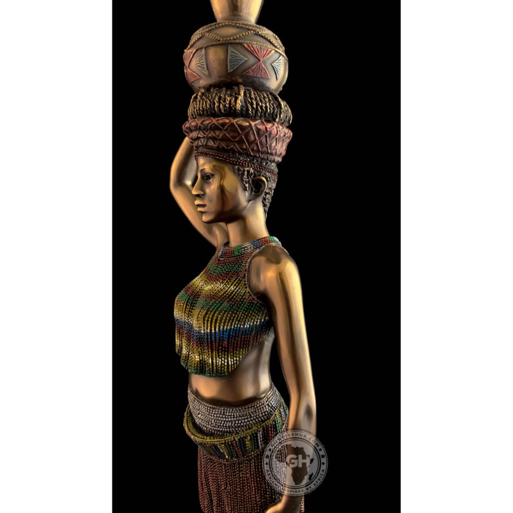 Zulu Maiden African Figurine Bronze Sculpture