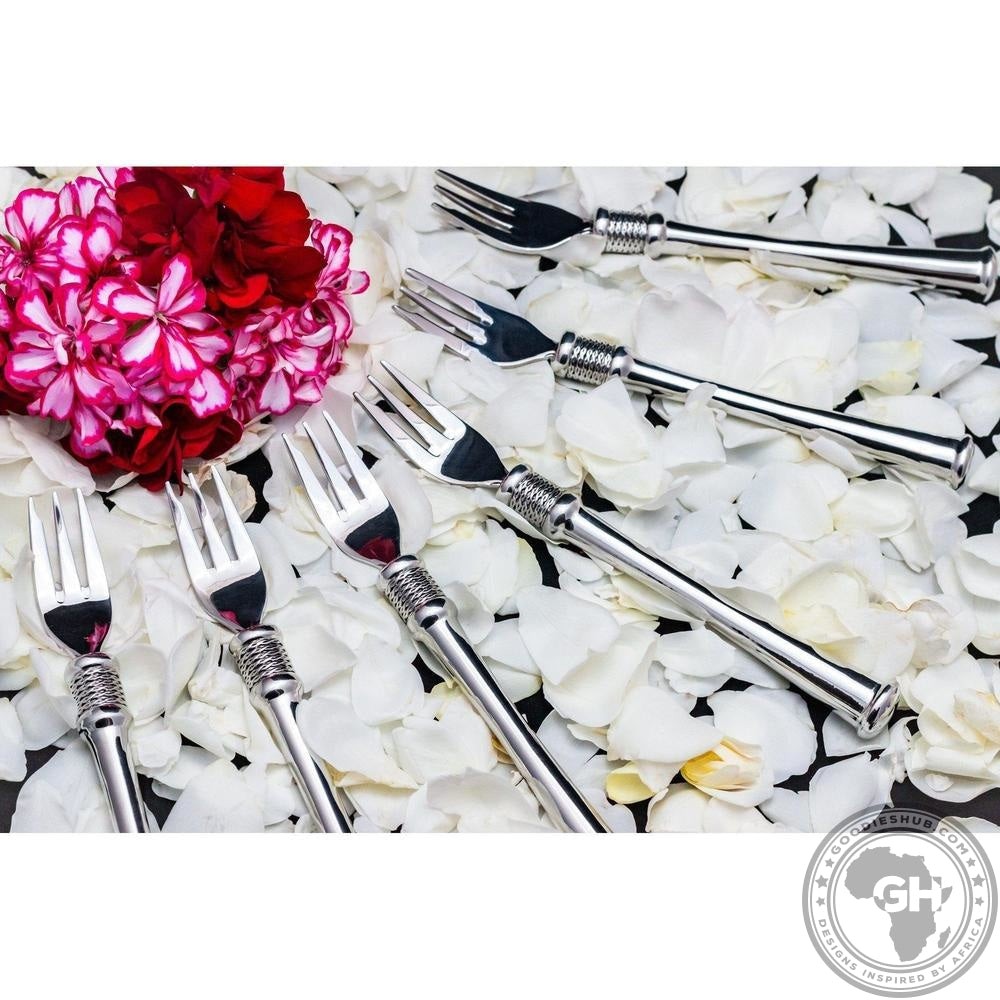Cake Fork Set of 6 in Pouch - Noblesse Collection - Diana Carmichael-GoodiesHub