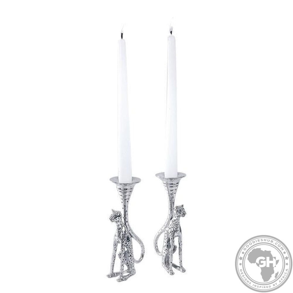 Candlestick Medium (Pair) - Cheetah Africa Collection - Diana Carmichael-GoodiesHub