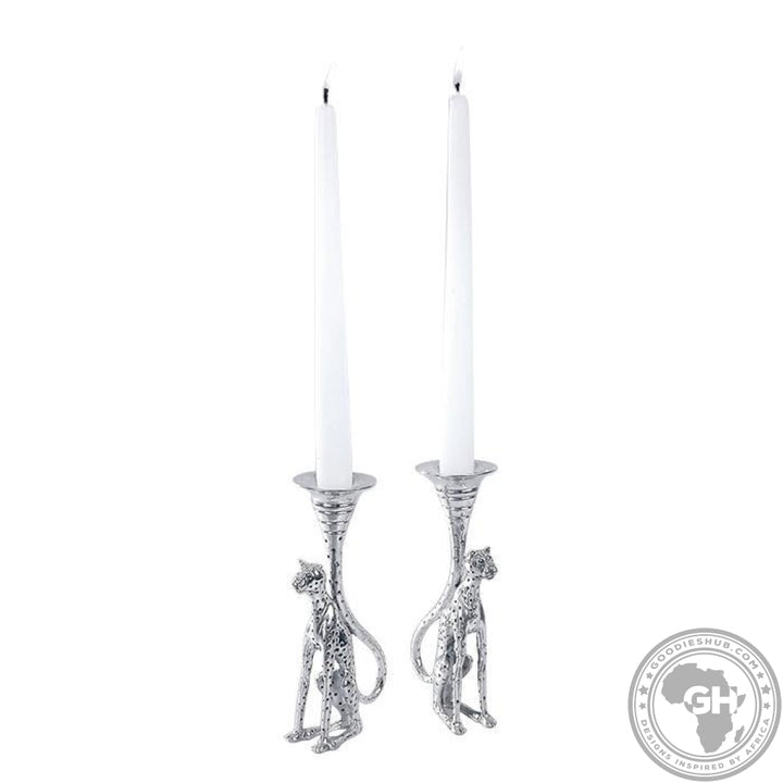 Candlestick Medium (Pair) - Cheetah Africa Collection - Diana Carmichael-GoodiesHub