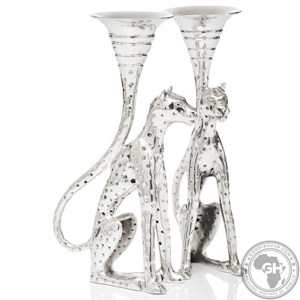 Candlestick Medium (Pair) - Cheetah Africa Collection - Diana Carmichael-GoodiesHub