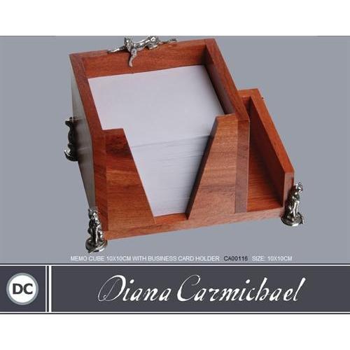 Memo Cube 10x10cm With Paper Refill &amp; Business Card Holder - Cheetah Africa Collection - Diana Carmichael-GoodiesHub