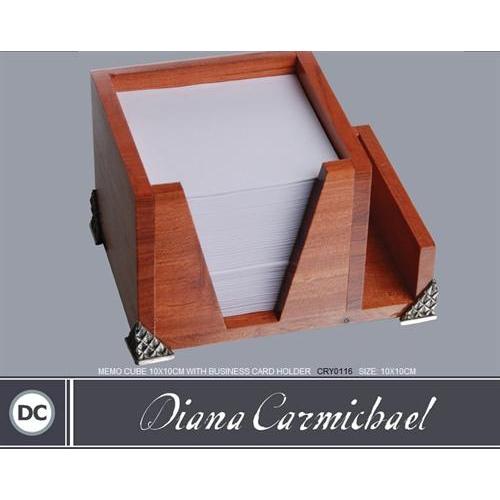 Memo Cube 10x10cm With Paper Refill &amp; Business Card Holder - Crystal D&