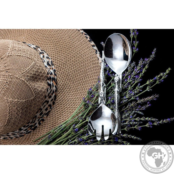Salad Servers Large Short (195mm) - Cheetah Africa Collection - Diana Carmichael-GoodiesHub