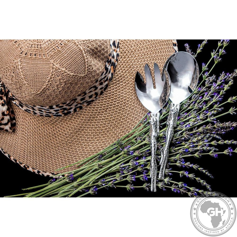 Salad Servers Large Short (195mm) - Cheetah Africa Collection - Diana Carmichael-GoodiesHub