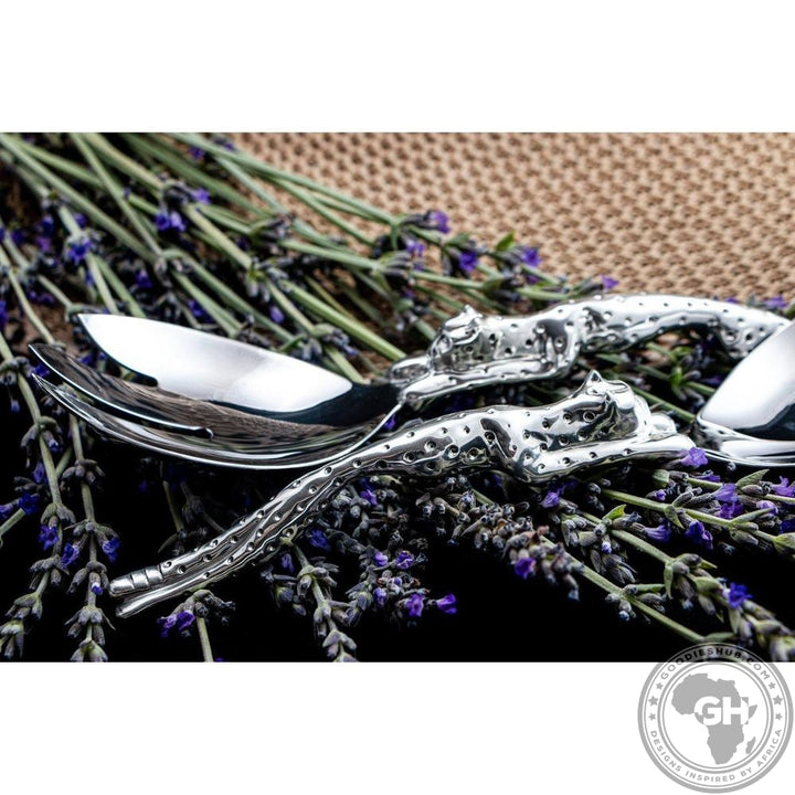 Salad Servers Large Short (195mm) - Cheetah Africa Collection - Diana Carmichael-GoodiesHub