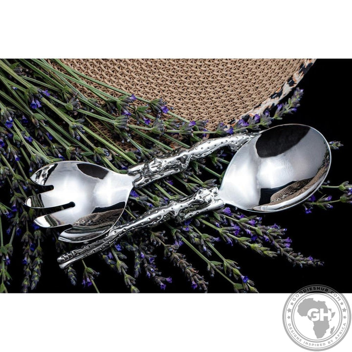 Salad Servers Large Short (195mm) - Cheetah Africa Collection - Diana Carmichael-GoodiesHub
