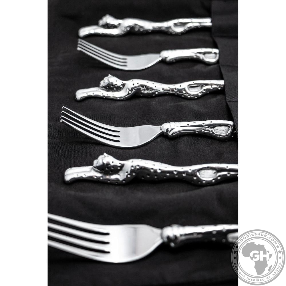 Table Forks Cheetah (Set of 6) &amp; Pouch - Cheetah Africa Collection-GoodiesHub