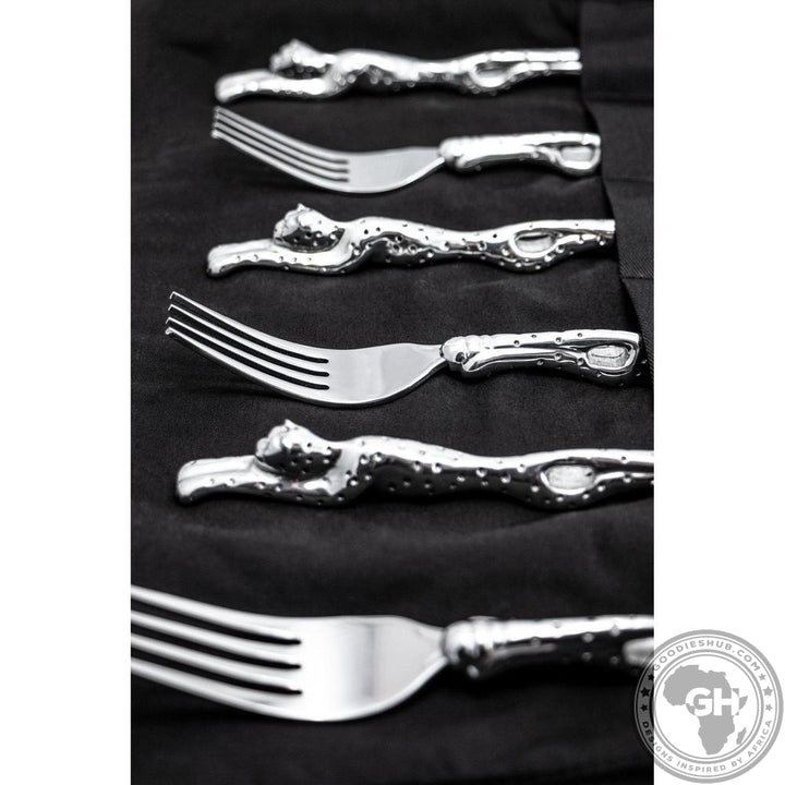 Table Forks Cheetah (Set of 6) &amp; Pouch - Cheetah Africa Collection-GoodiesHub