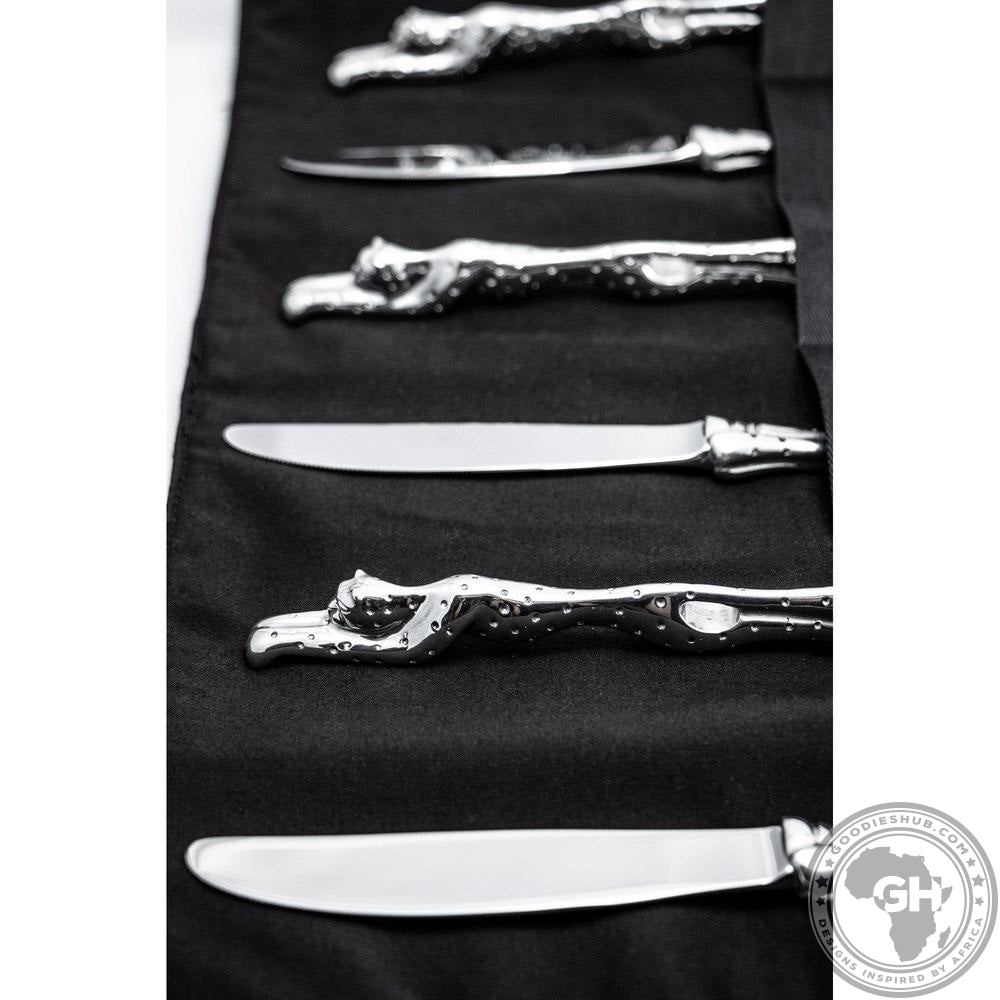 Table knives Cheetah (Set of 6) &amp; pouch - Cheetah Africa Collection - Diana Carmichael-GoodiesHub