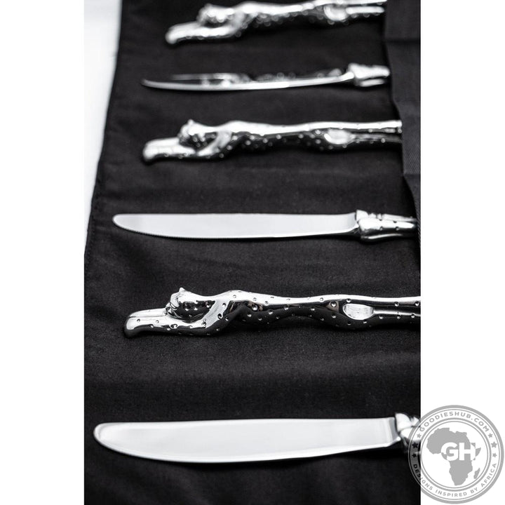 Table knives Cheetah (Set of 6) &amp; pouch - Cheetah Africa Collection - Diana Carmichael-GoodiesHub