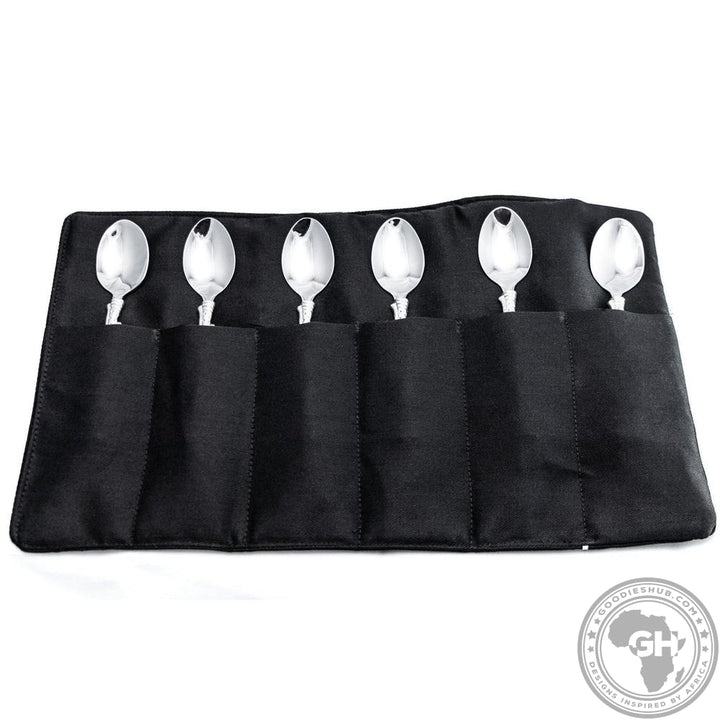 Teaspoons Cheetah (155mm) (Set of 6) &amp; Pouch - Cheetah Africa Collection - Diana Carmichael-GoodiesHub